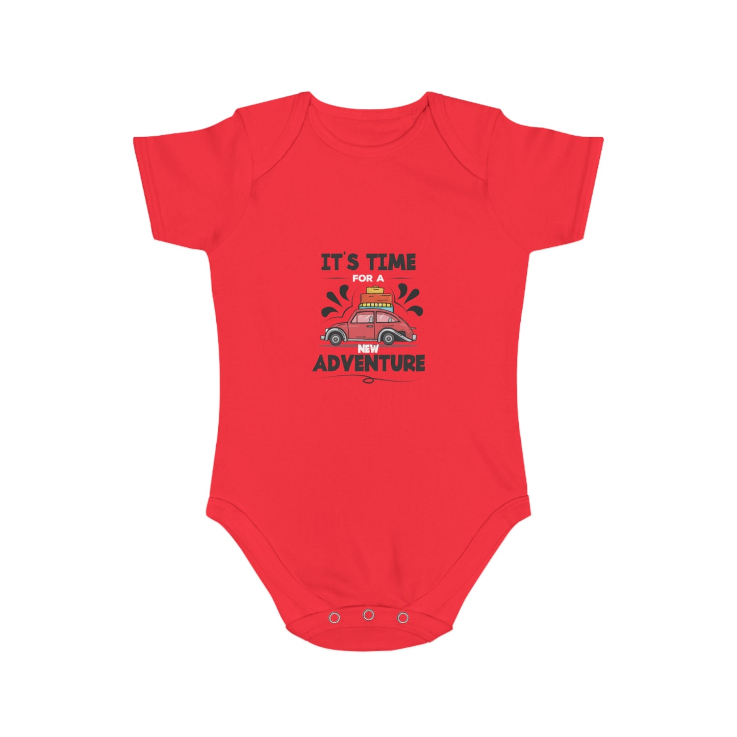 Jobka Kids Erkek Bebek %100 Pamuk Adventure Baskılı Kırmızı Body