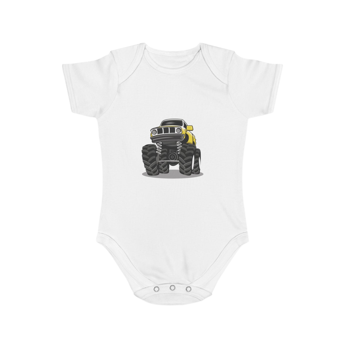 Jobka Kids Erkek Bebek %100 Pamuk Ofroad Baskılı Beyaz Body