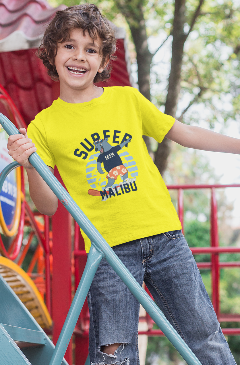 Erkek Çocuk Süper Ayı Baskılı %100 Pamuk Kısa Kol Tshirt