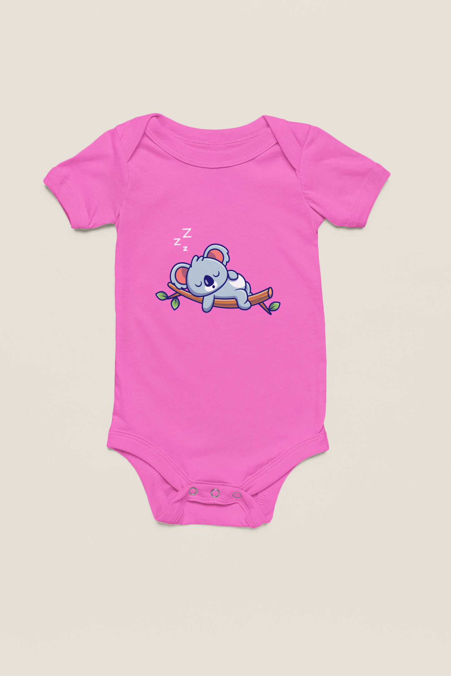 Jobka Kids Kız Bebek %100 Pamuk Koala Baskılı Pembe Body