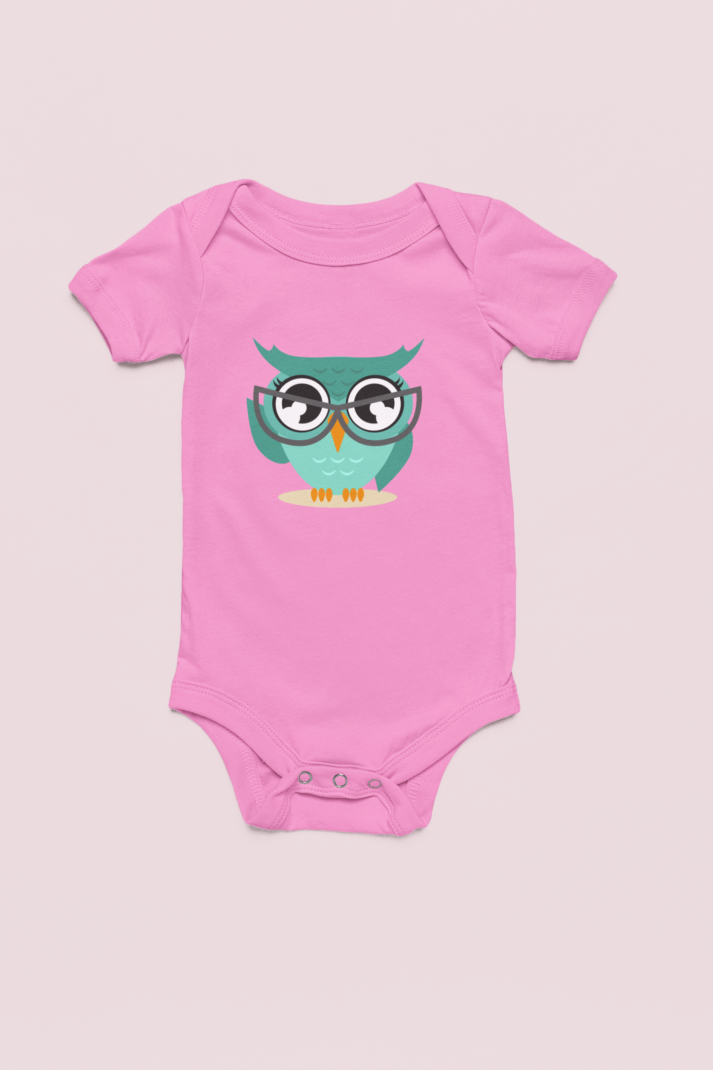 Jobka Kids Kız Bebek %100 Pamuk Sevimli Baykuş Baskılı Pembe Body