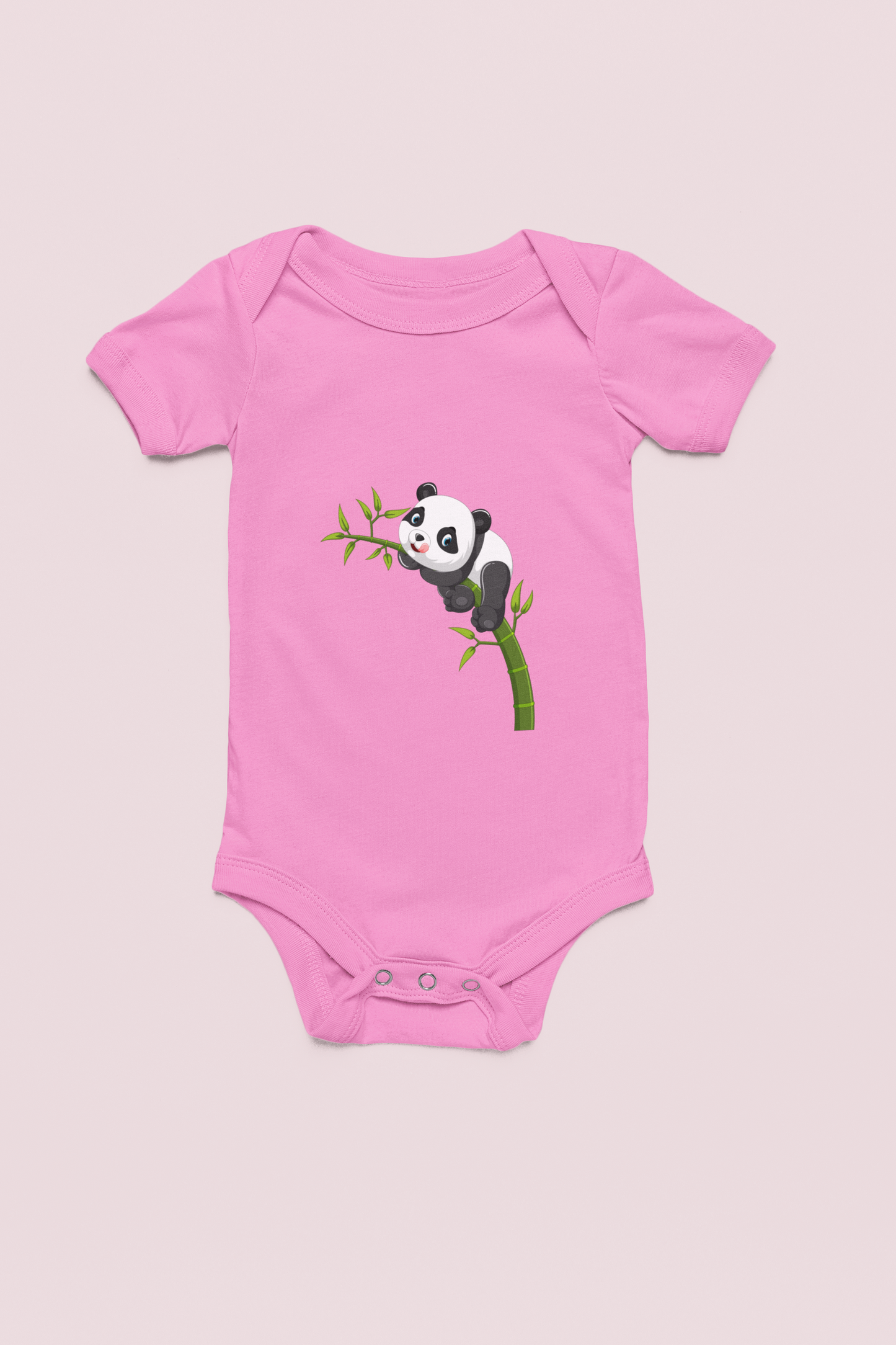 Jobka Kids Kız Bebek %100 Pamuk Panda Baskılı Pembe Body