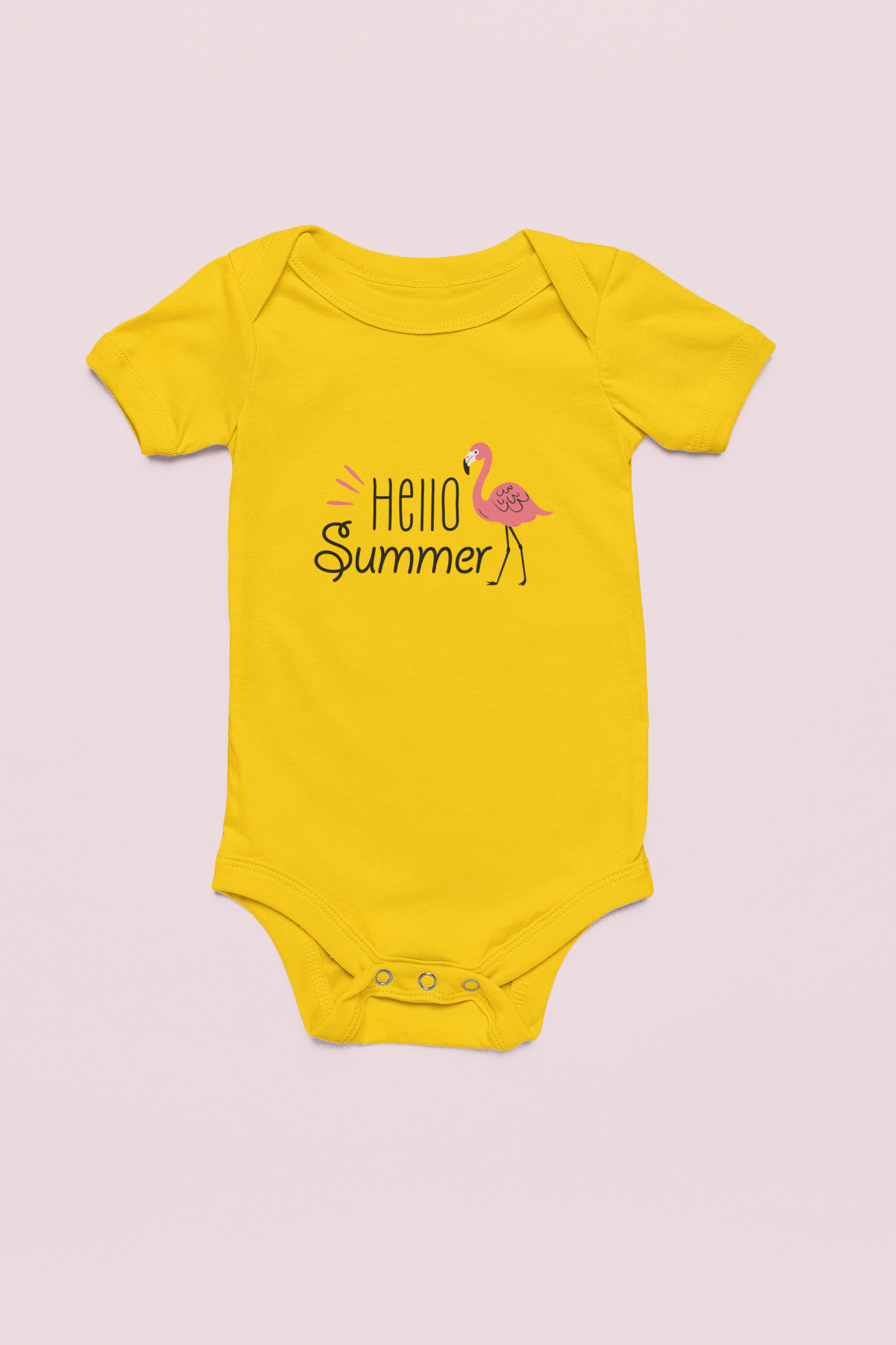 Jobka Kids Kız Bebek %100 Pamuk Hello Summer Baskılı Sarı Body