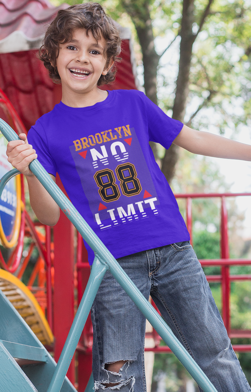 Erkek Çocuk Brooklyn Baskılı %100 Pamuk Kısa Kol Tshirt