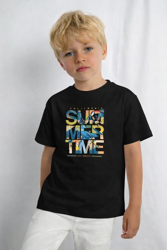 Jobka Kids Erkek %100 Pamuk Summer Baskılı Siyah Renk Tshirt