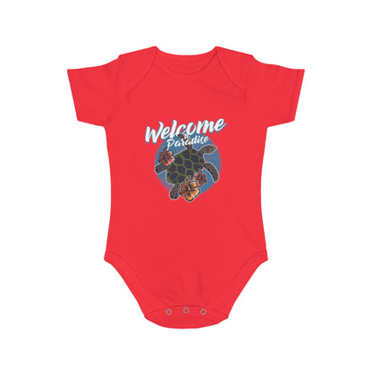 Jobka Kids Erkek Bebek %100 Pamuk Paradise Baskılı Kırmızı Body