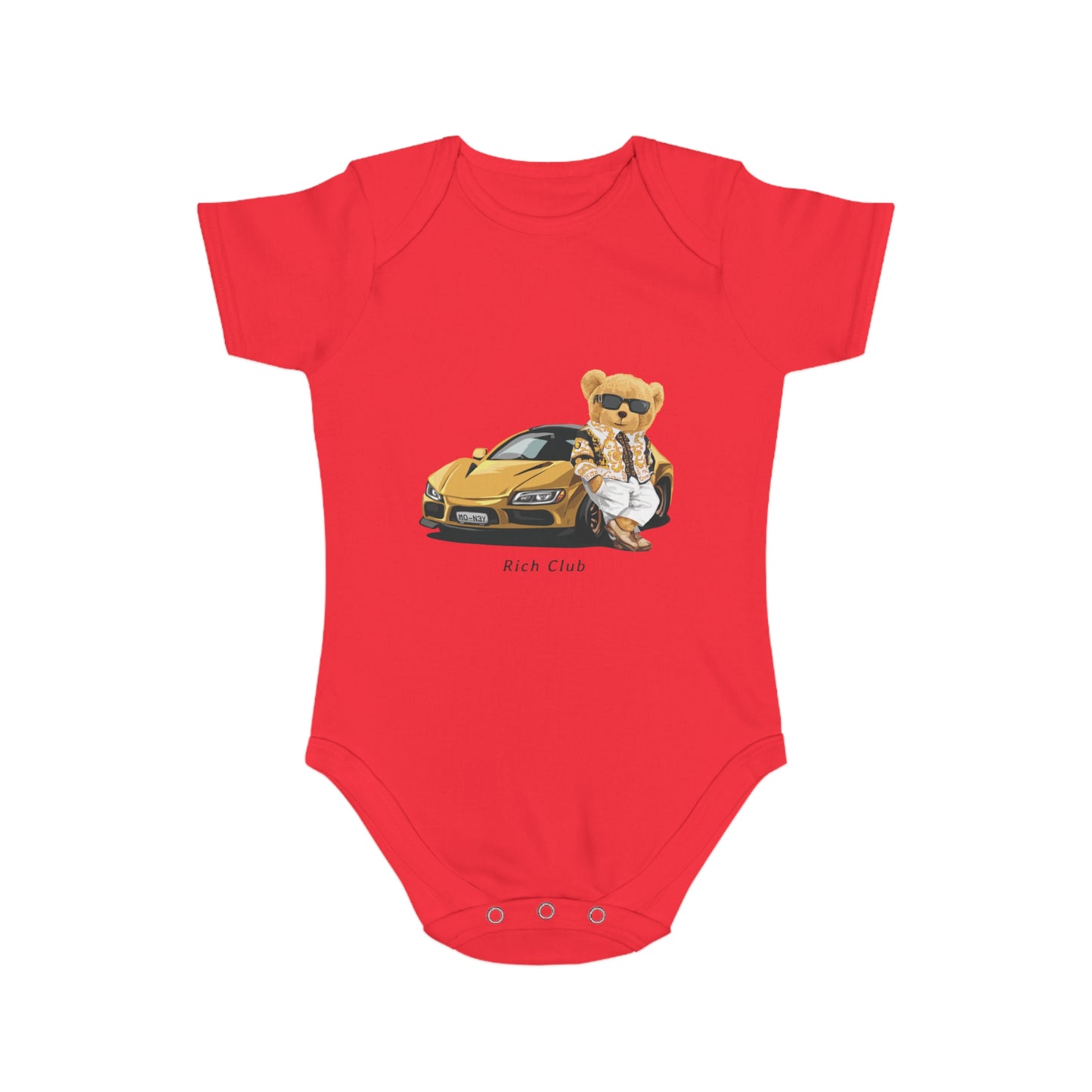 Jobka Kids Erkek Bebek %100 Pamuk Tedy Araba Baskılı Kırmızı Body