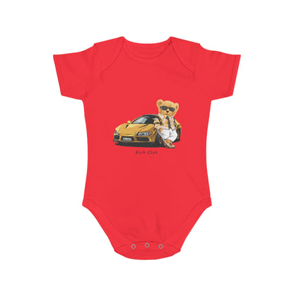 Jobka Kids Erkek Bebek %100 Pamuk Tedy Araba Baskılı Kırmızı Body