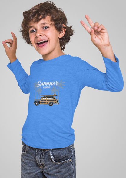 Erkek Çocuk Palmiye Araba %100 Pamuk Uzun Kol Tshirt