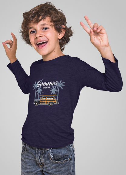 Erkek Çocuk Palmiye Araba %100 Pamuk Uzun Kol Tshirt