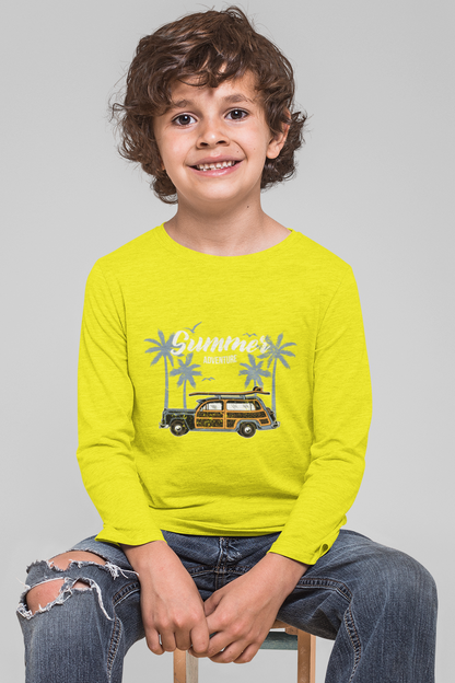 Erkek Çocuk Palmiye Araba %100 Pamuk Uzun Kol Tshirt