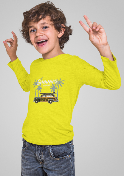 Erkek Çocuk Palmiye Araba %100 Pamuk Uzun Kol Tshirt