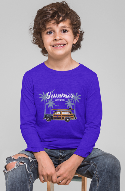 Erkek Çocuk Palmiye Araba %100 Pamuk Uzun Kol Tshirt