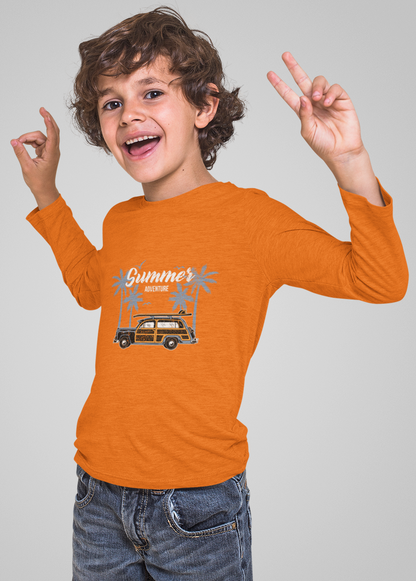 Erkek Çocuk Palmiye Araba %100 Pamuk Uzun Kol Tshirt