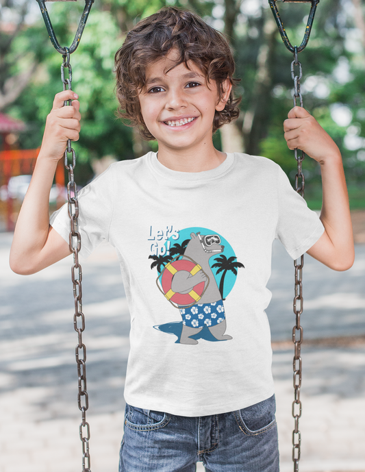 Erkek Çocuk Surf Ayı Baskılı Kısa Kol Tshirt