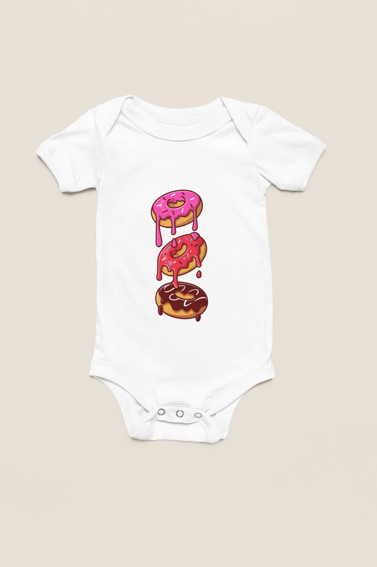 Jobka Kids Kız Bebek %100 Pamuk Donut Baskılı Beyaz Body