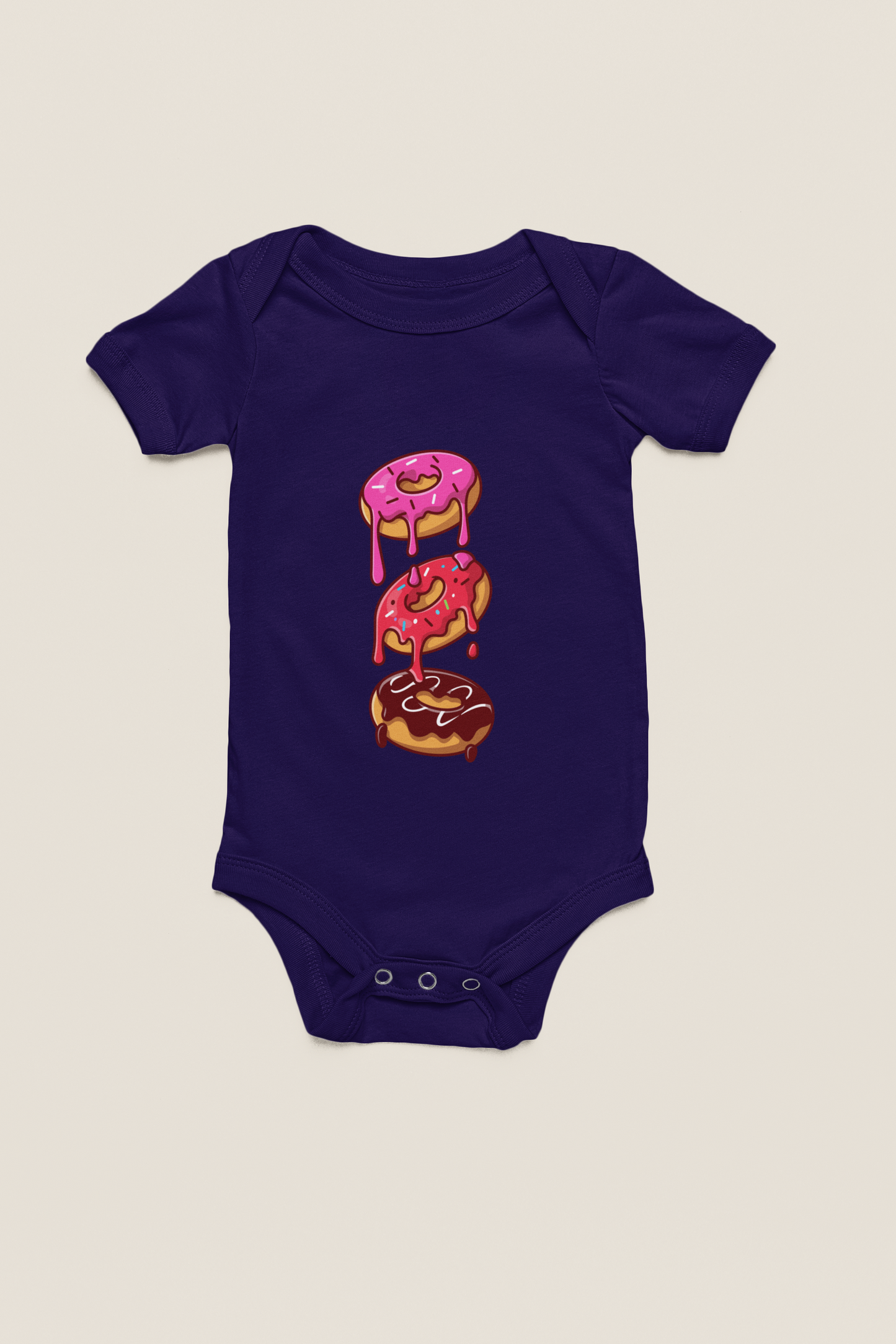 Jobka Kids Kız Bebek %100 Pamuk Donut Baskılı Lacivert Body