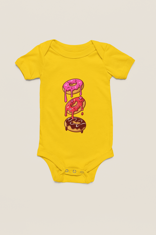 Jobka Kids Kız Bebek %100 Pamuk Donut Baskılı Sarı Body
