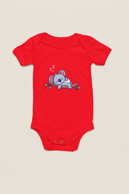 Jobka Kids Kız Bebek %100 Pamuk Koala Baskılı Kırmızı Body