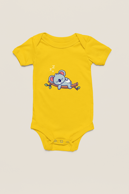 Jobka Kids Kız Bebek %100 Pamuk Koala Baskılı Sarı Body