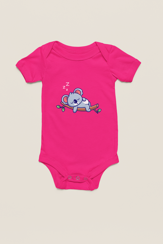 Jobka Kids Kız Bebek %100 Pamuk Koala Baskılı Fuşya Body