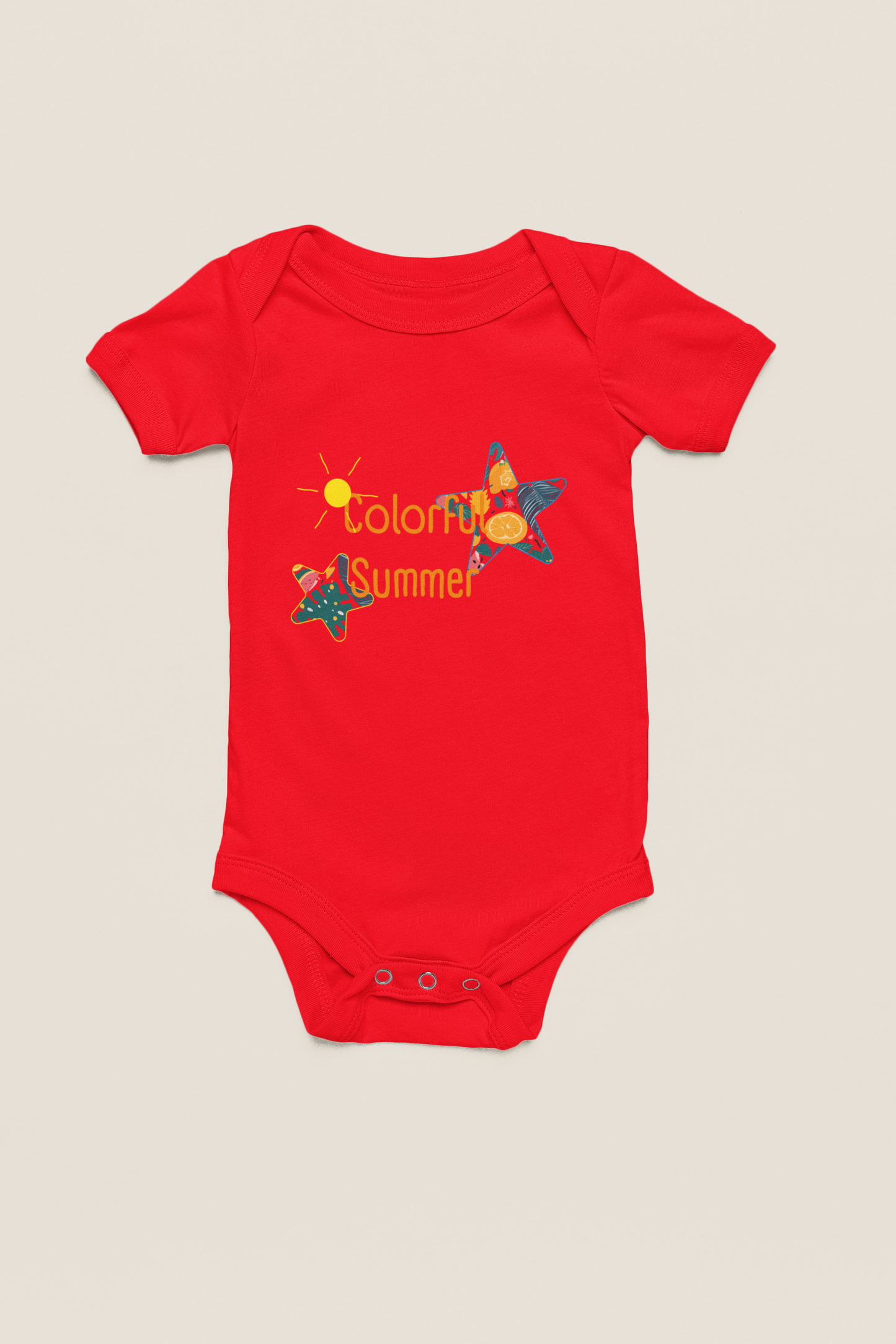 Jobka Kids Kız Bebek %100 Pamuk Colorful Baskılı Kırmızı Body