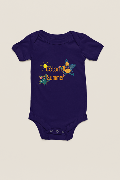 Jobka Kids Kız Bebek %100 Pamuk Colorful Baskılı Lacivert Body