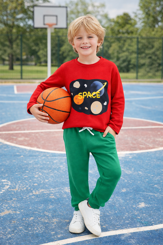 Jobka Kids Erkek Beli Lastikli 3 Cepli %100 Pamuk Benetton Renk Eşofman Altı