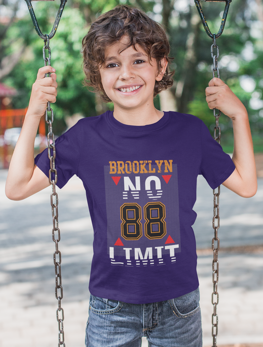 Erkek Çocuk Brooklyn Baskılı %100 Pamuk Kısa Kol Tshirt