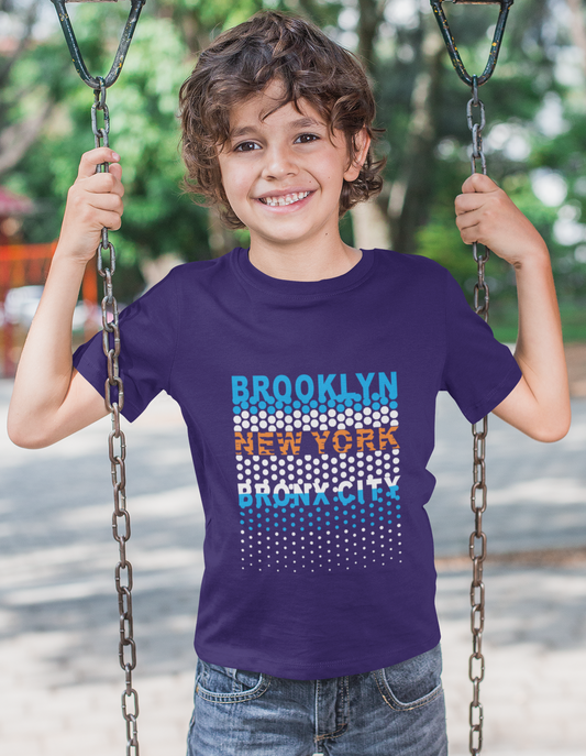 Erkek Çocuk Brooklyn Baskılı %100 Pamuk Kısa Kol Tshirt