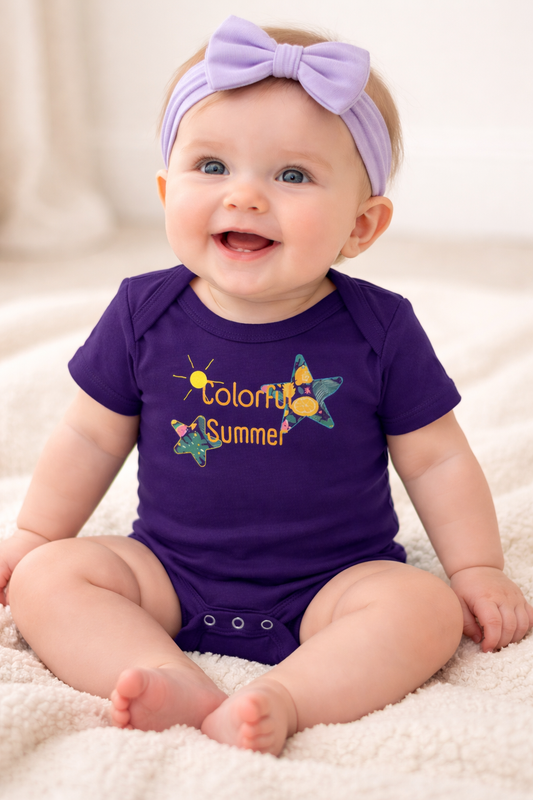 Jobka Kids Kız Bebek %100 Pamuk Colorful Baskılı Lacivert Body