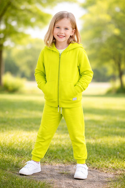 Jobka Kids Kız %100 Pamuk Fıstık Yeşili Rengi Eşofman Takımı