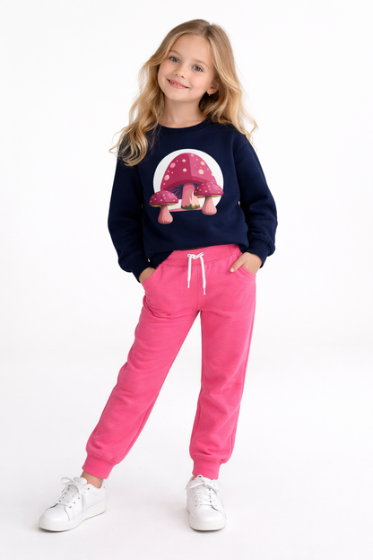 Jobka Kids Kız Beli Lastikli 3 Cepli %100 Pamuk Fuşya Renk Eşofman Altı