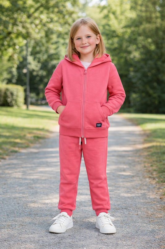 Jobka Kids Kız %100 Pamuk Fuşya Rengi Eşofman Takımı