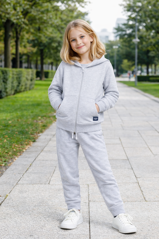 Jobka Kids Kız %100 Pamuk Gri Rengi Eşofman Takımı