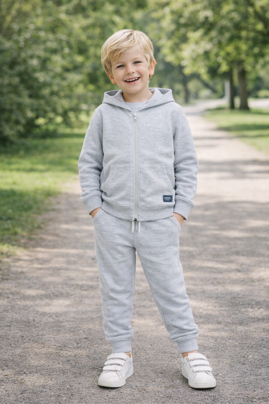 Jobka Kids Erkek %100 Pamuk Gri Rengi Eşofman Takımı