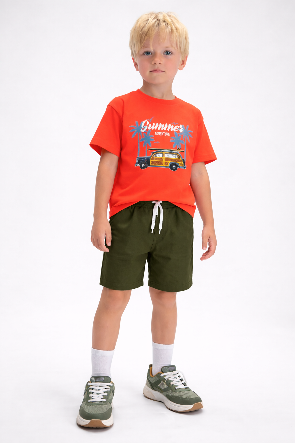 Jobka Kids Erkek %100 Pamuk Haki Şort