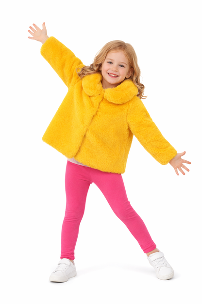 Jobka Kids Kız Suni Peluş Pembe Renk Kürk Kaban