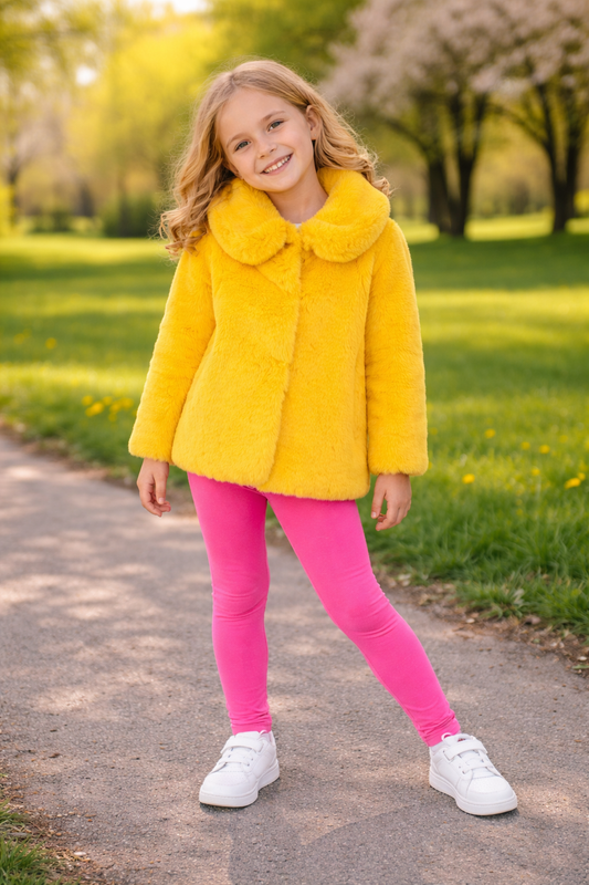 Jobka Kids Kız Suni Peluş Pembe Renk Kürk Kaban