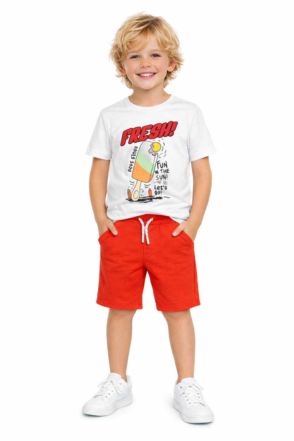 Jobka Kids Erkek %100 Pamuk Kırmızı Şort