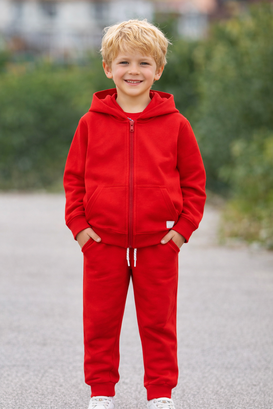Jobka Kids Erkek %100 Pamuk Kırmızı Rengi Eşofman Takımı