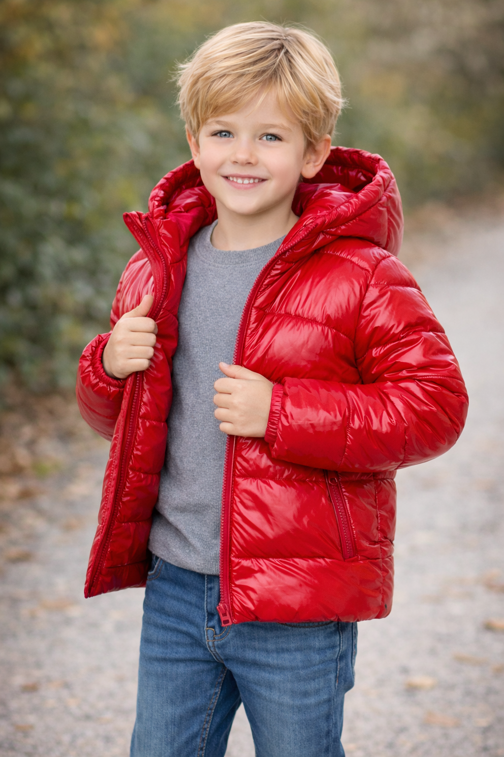 Jobka Kids Erkek Çocuk Kırmızı Renk Şişme Mont