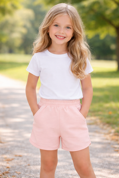 Jobka Kids Kız %100 Pamuk Pembe Şort