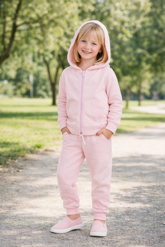 Jobka Kids Kız %100 Pamuk Pembe Rengi Eşofman Takımı