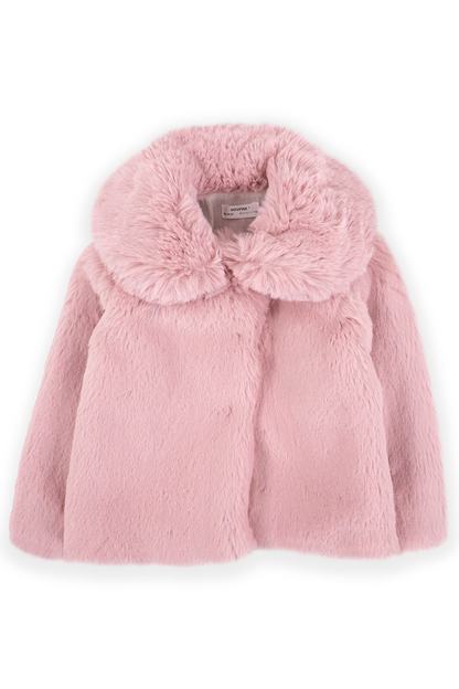 Jobka Kids Kız Suni Peluş Pembe Renk Kürk Kaban