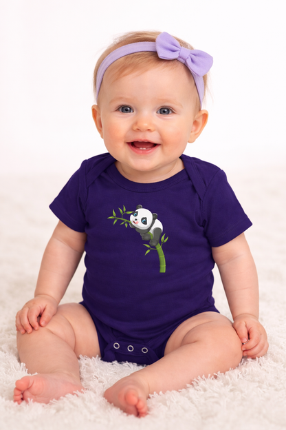 Jobka Kids Kız Bebek %100 Pamuk Panda Baskılı Lacivert Body