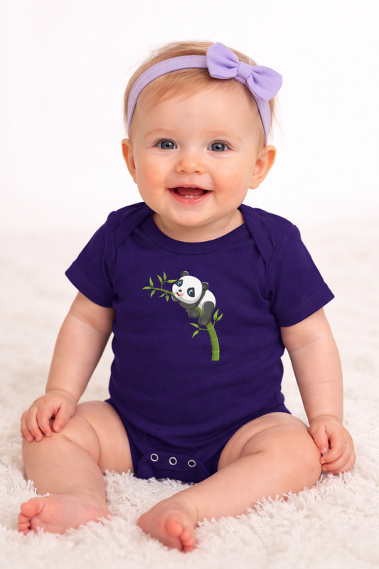 Jobka Kids Kız Bebek %100 Pamuk Panda Baskılı Lacivert Body