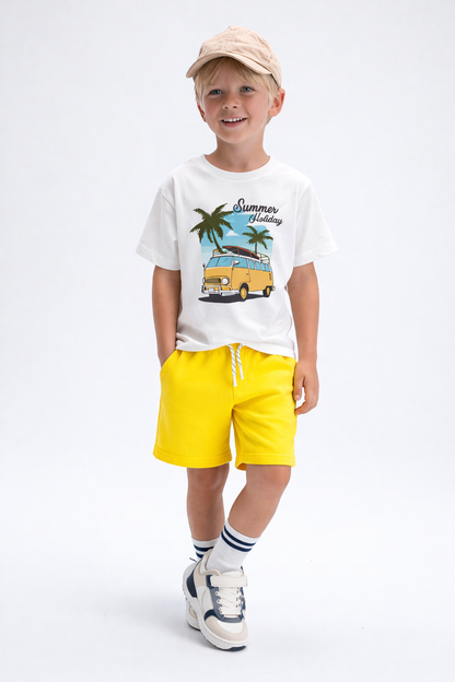 Jobka Kids Erkek %100 Pamuk Sarı Şort