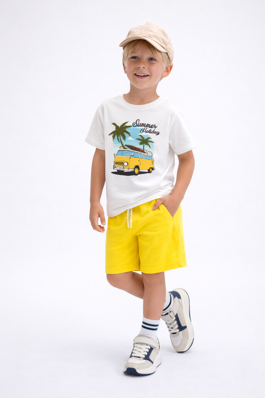 Jobka Kids Erkek %100 Pamuk Sarı Şort