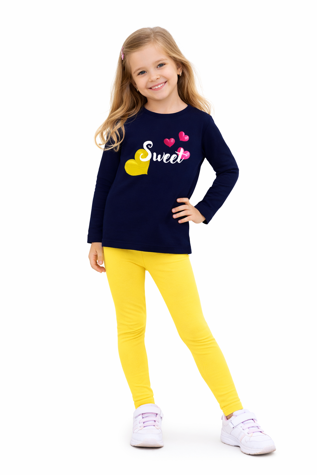 Jobka Kids Kız Çocuk %100 Pamuk Sarı Renk Tayt